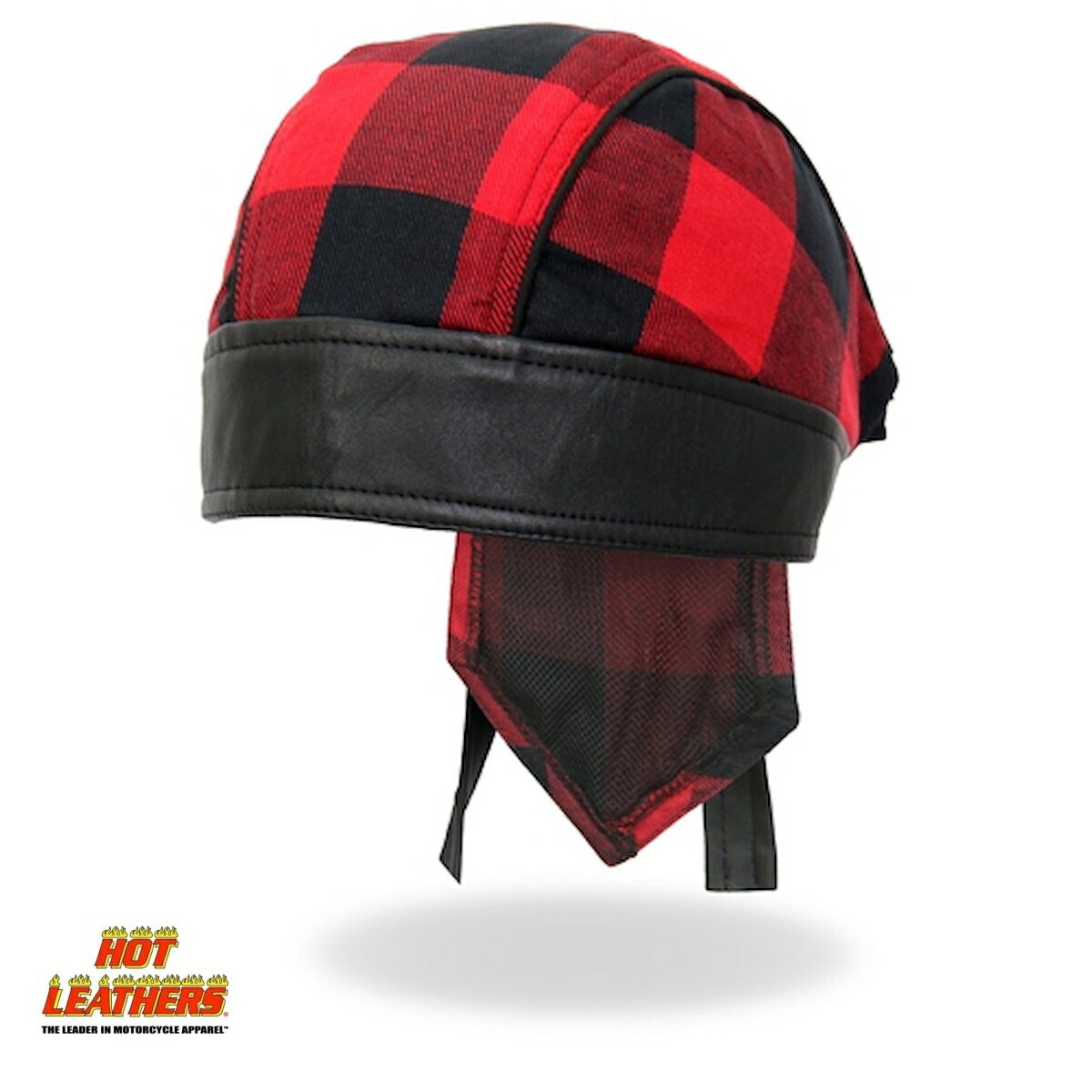 Hot Leathers ヘッドラップ チェック柄 赤 黒 [Red Buffalo Plaid Headwrap] バンダナキャップ インナーキャップ ヘルメットインナー ターバン 汗止め 海賊巻 サイズフリー 米国直輸入 ホットレザー バイクに!