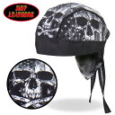 日本未発売 米国直輸入 セール価格 ホットレザー スカル フラッグ プレミアム ヘッドラップ Skull Flag Headwrap 黒 骸骨 星条旗 ヘルメットインナー バンダナキャップ インナーキャップ 海賊巻 サイズフリー バイクに ターバン 汗止めに