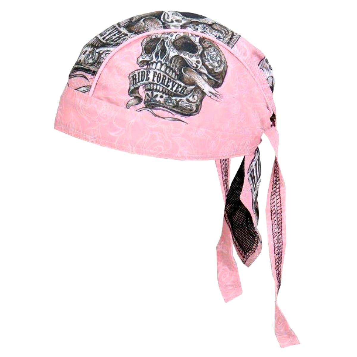 日本未発売!米国直輸入!セール価格! ホットレザー バナー スカル プレミアム ヘッドラップ [Banner Skull Headwrap] ピンク 薔薇 シュガースカル ヘルメットインナー バンダナキャップ インナーキャップ サイズフリー! バイクに! 汗止めに!