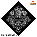 日本未発売!米国直輸入! ホットレザー [Indian Skull Bandana] インディアンスカル バンダナ! ヘッドラップやスカーフに! Ride Fast ヘルメットインナー インナーキャップ 海賊巻 正方形 バイクに! お弁当包み ハンカチ ネッカチーフ 骸骨 バイカー