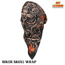 日本未発売!米国直輸入!セール価格! ホットレザー ロック＆キー 4in1 スカルラップ [Lock and Key Skull Wrap] 蝶々 ヘッドラップ バンダナ ネックウォーマー フェイスマスク 海賊巻 サイズフリー! バイクに! 汗止めに!