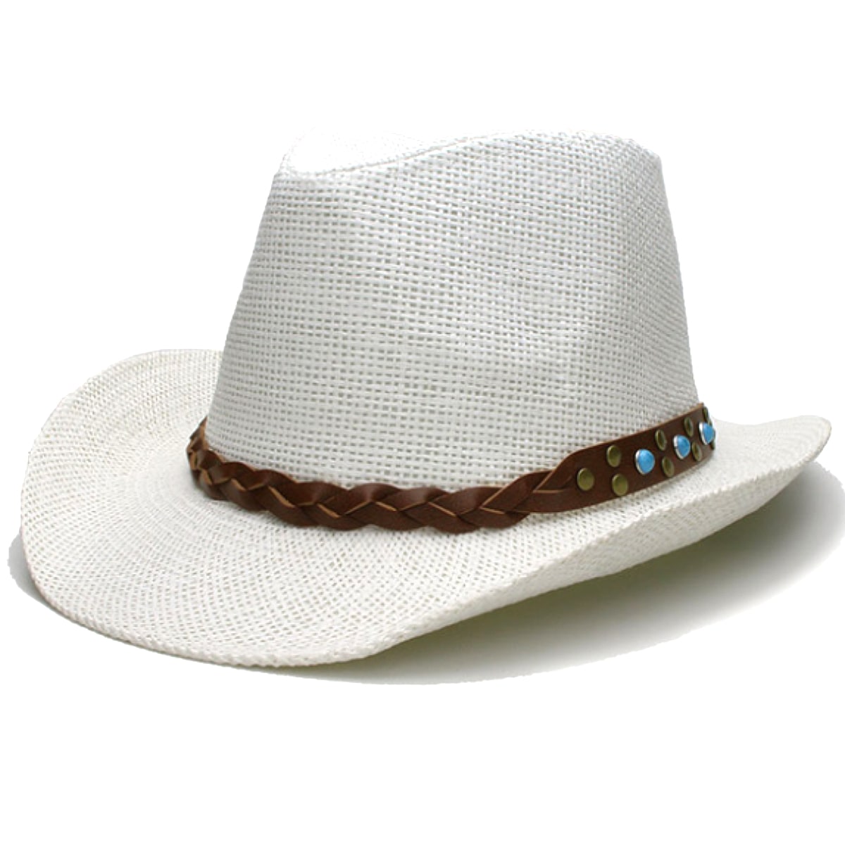 全5色! [Turquoise Braids Band Western Cowboy Hat] ターコイズ・ブレイズ・バンド・ウェスタン・カウボーイハット! 帽子 テンガロンハット ストローハット 麦わら帽子 つば広 サンキャップ ウィンドプルーフあご紐 日焼け防止 男女兼用 バイクに! バイカー