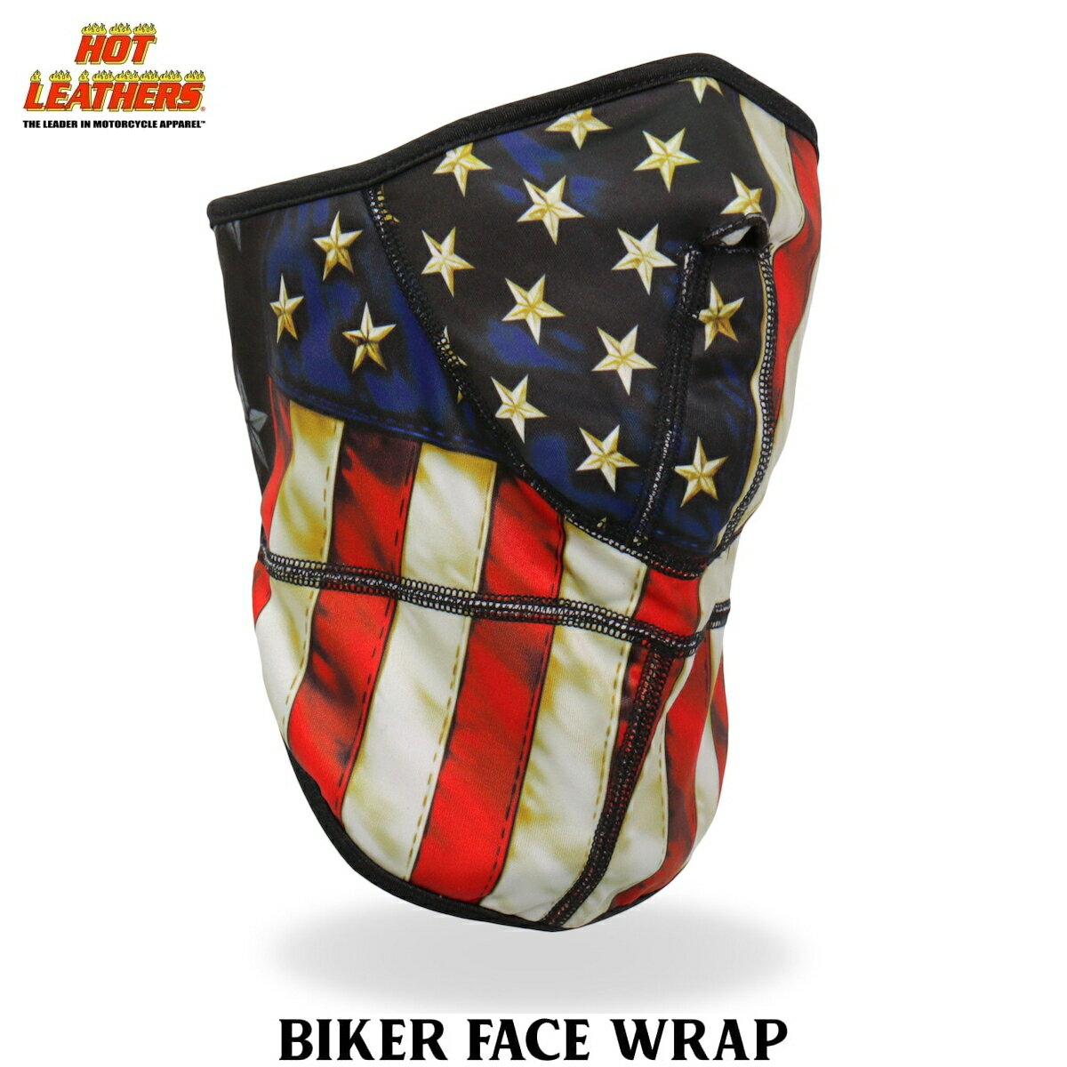 Hot Leathers フェイスラップ フェイスマスク フリース裏地 [American Flag Face Wrap] 星条旗 アメリカ国旗 マジックテープ式 ワンタッチ ネックウォーマー 日焼け防止 覆面 防風・防塵 着脱簡単 バイク アウトドア サバゲー コスプレ 米国直輸入 ホットレザー