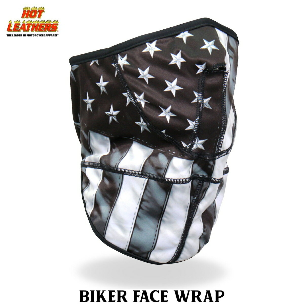 楽天ハーレーカスタマージャパンHot Leathers フェイスラップ フェイスマスク メッシュ裏地 [Grey American Flag Face Wrap] 星条旗 グレー マジックテープ式 ワンタッチ ネックウォーマー 日焼け防止 覆面 防風・防塵 着脱簡単 バイク アウトドア サバゲー コスプレ 米国直輸入 ホットレザー