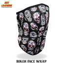 楽天ハーレーカスタマージャパンHot Leathers フェイスラップ フェイスマスク メッシュ裏地 [Sugar Skulls Face Wrap] シュガースカル マジックテープ式 ワンタッチ ネックウォーマー 日焼け防止 覆面 防風・防塵 着脱簡単 バイク アウトドア サバゲー コスプレ 米国直輸入 ホットレザー