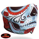 日本未発売 米国直輸入 セール価格 ホットレザー カラベラ ネオプレン ハーフ フェイスマスク Calavera Neoprene 1/2 Face Mask シュガースカル 骸骨 赤 白 日焼け防止 覆面 防風 防寒 着脱簡単 バイクに 仮装 サバゲーに