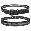 センター織りブラック レザーベルト日本未発売!バイクに!