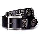 S6TCY! [Skull Head Rivet and Cross Genuine Leather Belt] XJwbhExbgEAhENXEWFjCEU[Exg! Y {v ubN pN SVbN [ oCJ[ bN \ JEnChU[  Vo[*