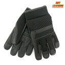 Hot Leathers バイク メッシュ&レザー グローブ スマホ タッチスクリーン対応 [Mesh and Leather Gloves with Piping] ブラック 黒 フルフィンガー 手袋 ベルクロ マジックテープで着脱簡単 米国 ホットレザー その1