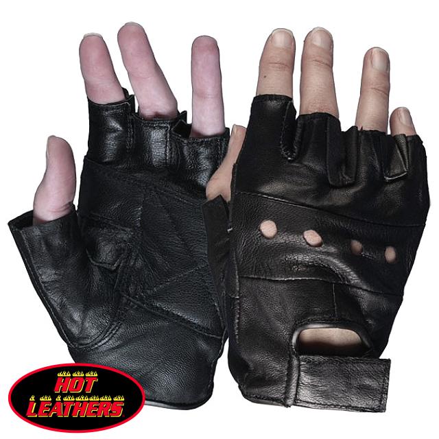 日本未発売! セール価格! ホットレザー [Fingerless Leather Unlined Glove] フィンガーレス・レザー・アンラインド・グローブ! パンチング加工 本革 牛革 メンズ 手袋 黒 ブラック 米国 HOTLEATHERS 直輸入! バイクや自転車での通勤に最適!