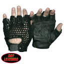 【送料無料！】日本未発売! セール価格! ホットレザー [Fingerless Black Leather Unlined Glove With Mesh] フィンガーレス・ブラック・レザー・アンラインド・グローブ・ウィズ・メッシュ! 本革 牛革 メンズ 手袋 黒 米国直輸入! バイクや自転車での通勤に最適!