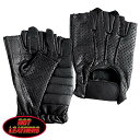 日本未発売! セール価格! ホットレザー [Leather Fingerless Unlined Vented Glove] レザー・フィンガーレス・アンラインド・ベント・グローブ! メッシュ パンチング加工 本革 牛革 メンズ 手袋 黒 ブラック 米国直輸入! バイクや自転車での通勤に!