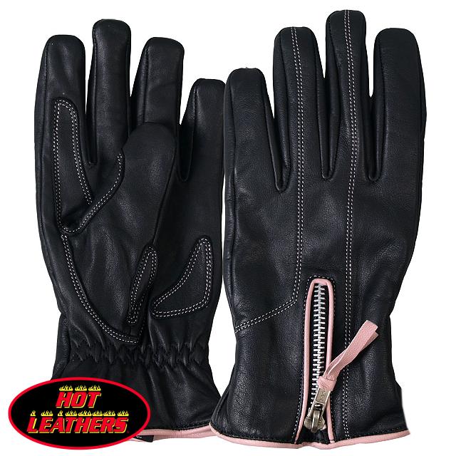 楽天ハーレーカスタマージャパン日本未発売! セール価格! ホットレザー [Ladies Unlined Driving Glove With Pink Piping] レディース・アンラインド・ドライビング・グローブ・ウィズ・ピンク・パイピング! フルフィンガー 本革 牛革 手袋 黒 ブラック 米国直輸入!