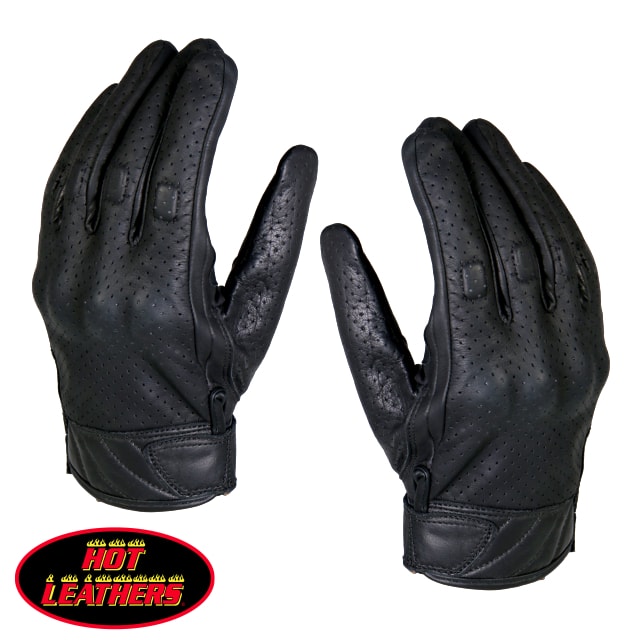 日本未発売! セール価格! ホットレザー [Gel Palm Vented Knuckle Guard Glove] ジェル・パーム・ベンテッド・ナックル・ガード・グローブ! ジェルパッド装備 本革 牛革 メンズ 手袋 黒 ブラック 米国直輸入! バイクや自転車での通勤に最適!