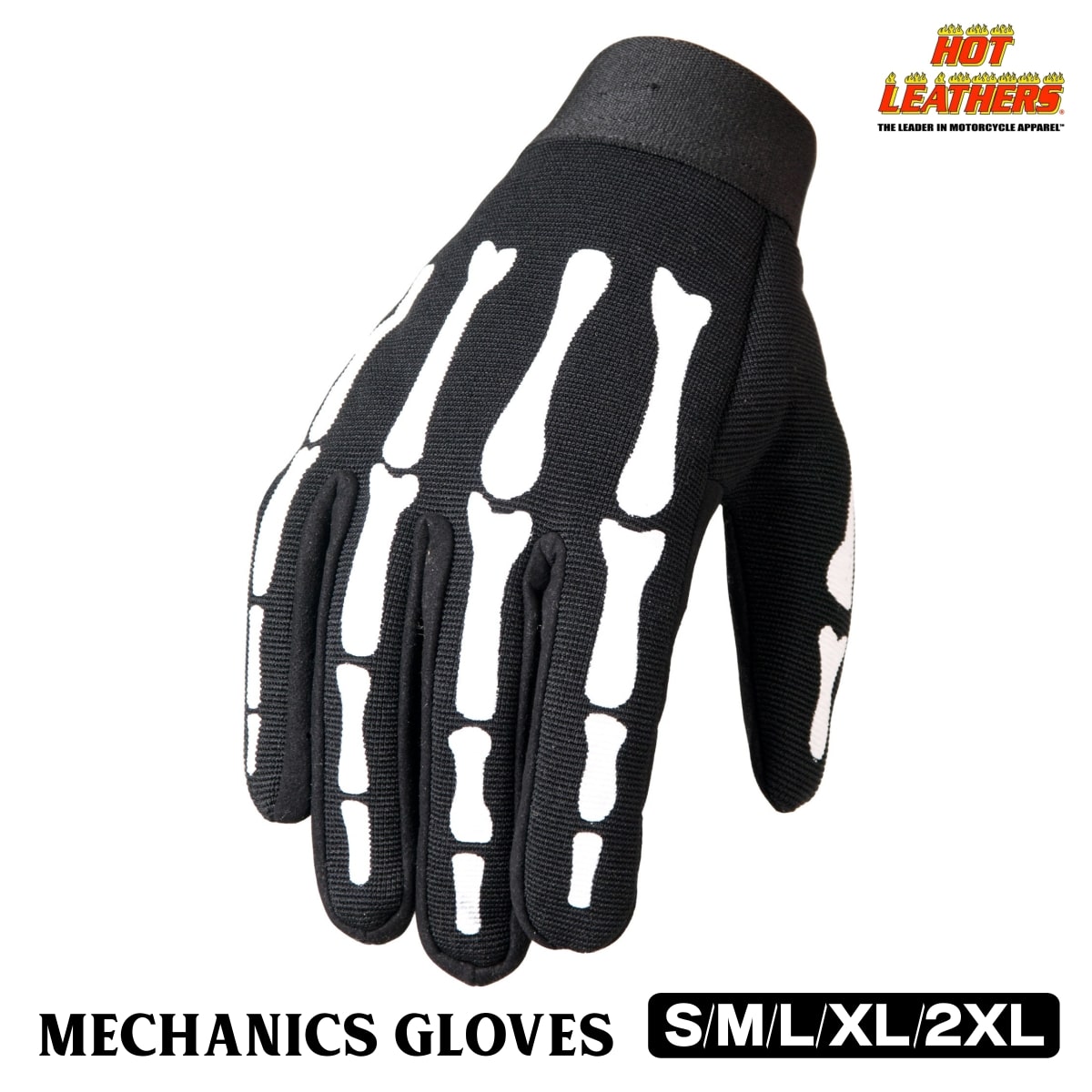 日本未発売!米国直輸入!セール価格! ホットレザー スケルトン メカニック グローブ [Skeleton Mechanics Gloves] メンズ 黒 スカル 骸骨 手 フルフィンガー 手袋 ベルクロテープで着脱一瞬! 細かい作業も簡単! バイカーズグローブ 大きいサイズ