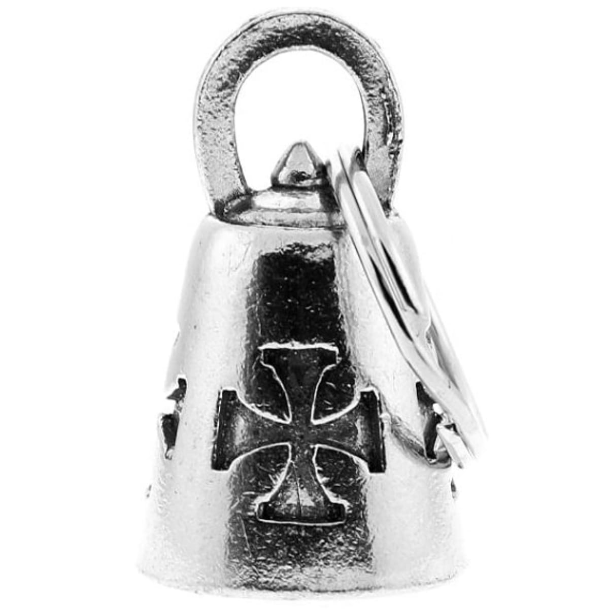 日本未発売!米国製! ホットレザー [Silver Iron Cross Guardian Bell] シルバーアイアンクロス ガーディアンベル! MADE IN USA! Gremlin Bell 鉄十字 クロス 魔除け お守りとしてバイカーへの特別なギフトに! キーホルダー キーチェーン 鈴 アクセサリー バイク