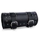 Chrome Studs PU Leather Tool Bag/Saddle Bag クローム スタッズ PUレザー ツールバッグ サドルバッグ ブラック 黒 防水 デュラブル素材 Motorcycle マウンティングストラップ 筒型 アメリカンバイク バイカー Harley Cruiser Storage Pouch