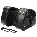 2個セット Chrome Studs One Touch Buckle PU Leather Tool Bag/Saddle Bag クローム スタッズ ワンタッチ バックル PUレザー ツールバッグ サドルバッグ セット ブラック 黒 防水 Motorcycle アメリカンバイク Harley Cruiser Storage Pouch