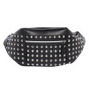 Big Studs PU Leather Waist bag ビッグ スタッズ PUレザー ウエストバッグ 男女兼用 ブラック 黒 ショルダーバッグ 斜め掛け ボディバッグ メッセンジャーバッグ パンク ゴシック メンズ レディース 鞄 レッグバッグ ウエストポーチ バイクに