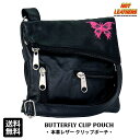 楽天ハーレーカスタマージャパン日本未発売! 米国直輸入! HOTLEATHERS [Butterfly Clip Pouch] ホットレザー 本革 バタフライクリップポーチ ヒップバッグ ウエストバッグ ウェストポーチ ポシェット ブラック 黒 刺繍 蝶 ベルトループ等に引っ掛けるだけ! レディース バイク バイカー