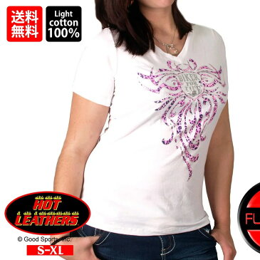 【送料無料!】日本未発売! セール価格! 米国直輸入! ホットレザー [Tribal Leopard Print Ladies T-Shirt] トライバルレオパードプリント レディース Tシャツ! 半袖 ホワイト 白 Vネック Hot Leathers プリントT スクリーンプリント バイクに!