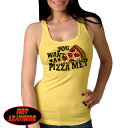 日本未発売 セール価格 米国直輸入 ホットレザー Ladies Pizza Me Tank Top レディース ピザ ミー タンクトップ ノースリーブ 袖なし インナー イエロー ピザ スカル Hot Leathers プリント バイクに