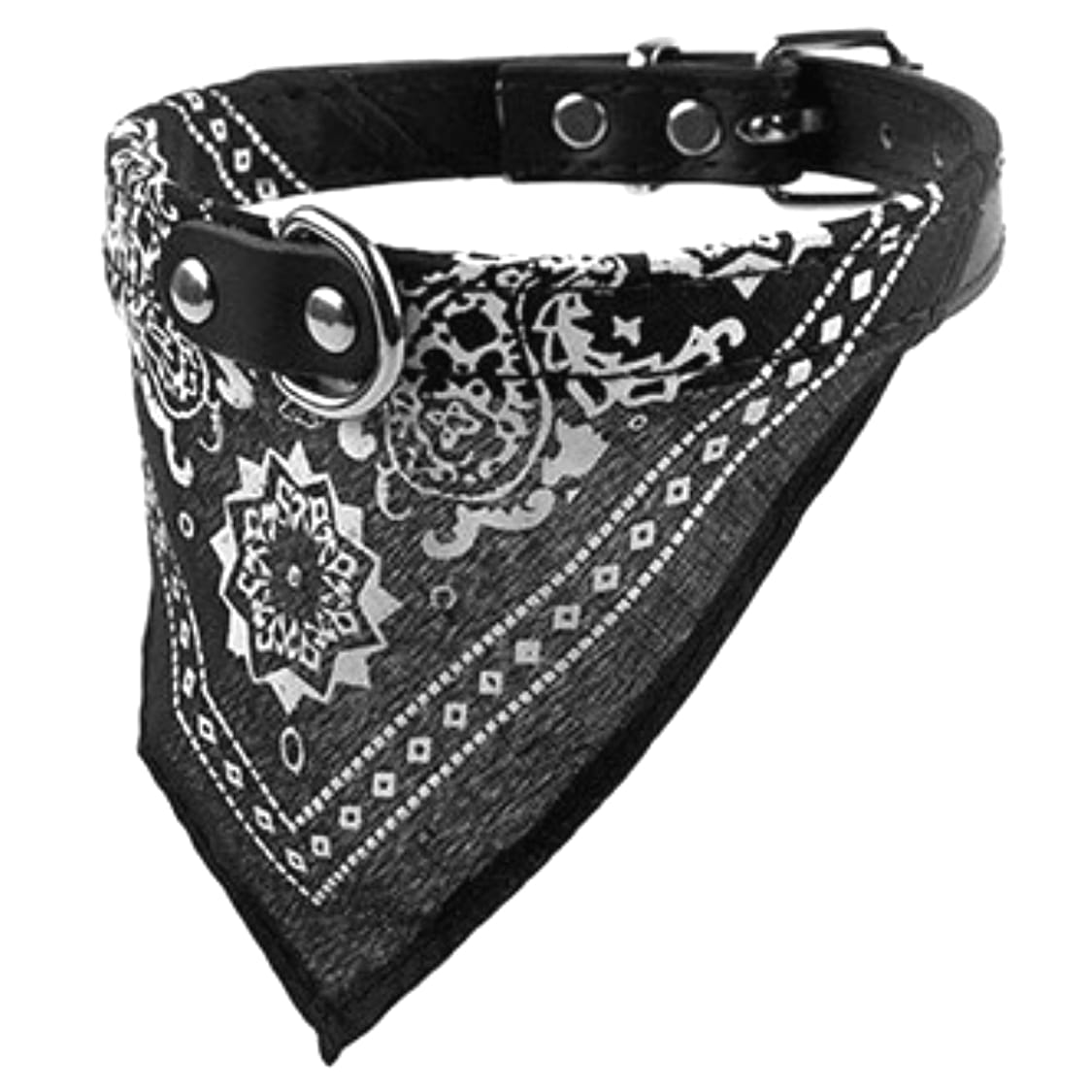 日本未発売! [PU Leather Bandana Neck Scarf Collar] PUレザー バンダナ ネックスカーフ カラー 全5色! 犬猫用 首輪 リード取付可能! 合成皮革 Dリング 逆三角形のバンダナスカーフスタイル! ギャング風 HIPHOP バイカー ギフトに!