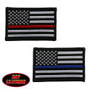 日本未発売! セール価格! ホットレザー FLAG THIN BLUE/RED LINE 星条旗 国旗 ワッペン パッチ 全2種類 PATCH 米国バイカー専門アパレルブランド ホットレザーから直輸入! ウェアのカスタムに! 布製 サイズ小 7.6×5cm アイロン対応