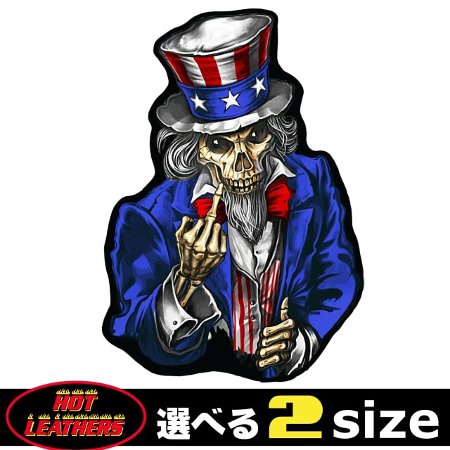 【送料無料！】日本未発売! セール価格! ホットレザー 選べる2サイズ! [Uncle Sam Poster Finger2 Patch] アンクル・サム・ポスター・フィンガー2 ワッペン! スカル パッチ 米国バイカー専門ブランドから直輸入! ウェアのカスタムに! 布製 アイロン対応 サイズ大小