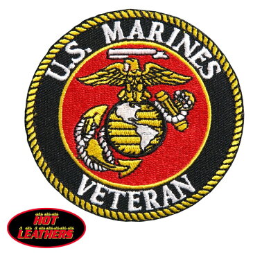 【送料無料！】日本未発売! セール価格! ホットレザー [USMC Veteran Military Patch] マリーン・ベテラン・ミリタリー ワッペン! 海兵隊 パッチ アップリケ 米国 HOTLEATHERS 直輸入! ウェアのカスタムに! 布製 アイロン対応 サイズ小