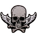 日本未発売! セール価格! ホットレザー [Skull Bones and Wings Patch] スカルボーンズアンドウィングス ワッペン! 骸骨 クロスボーン パッチ 米国バイカー専門アパレルブランド HOTLEATHERS 直輸入! ウェアのカスタムに! 布製 アイロン対応 サイズ小