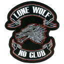 日本未発売 セール価格 ホットレザー 全4サイズ Lone Wolf No Club Patch ローン ウルフ ノー クラブ ワッペン 狼 パッチ 米国バイカー専門ブランドから直輸入 ウェアのカスタムに 布製 アイロン対応 サイズ中小