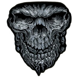 日本未発売! セール価格! ホットレザー 選べる2サイズ! [Giant Skull Patch] ジャイアントスカル ワッペン! 骸骨 白黒 パッチ 米国バイカー専門ブランド ホットレザーから直輸入! ウェアのカスタムに! 布製 アイロン対応 サイズ大小