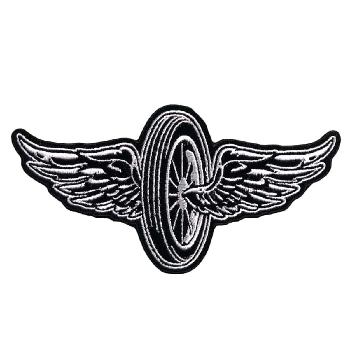 【サイズ小】日本未発売 セール価格 ホットレザー Flying Wheel Patch フライング ウィール ワッペン タイヤ 羽根 パッチ 米国バイカー専門ブランド HOTLEATHERS 直輸入 ウェアのカスタムに 布製 アイロン対応