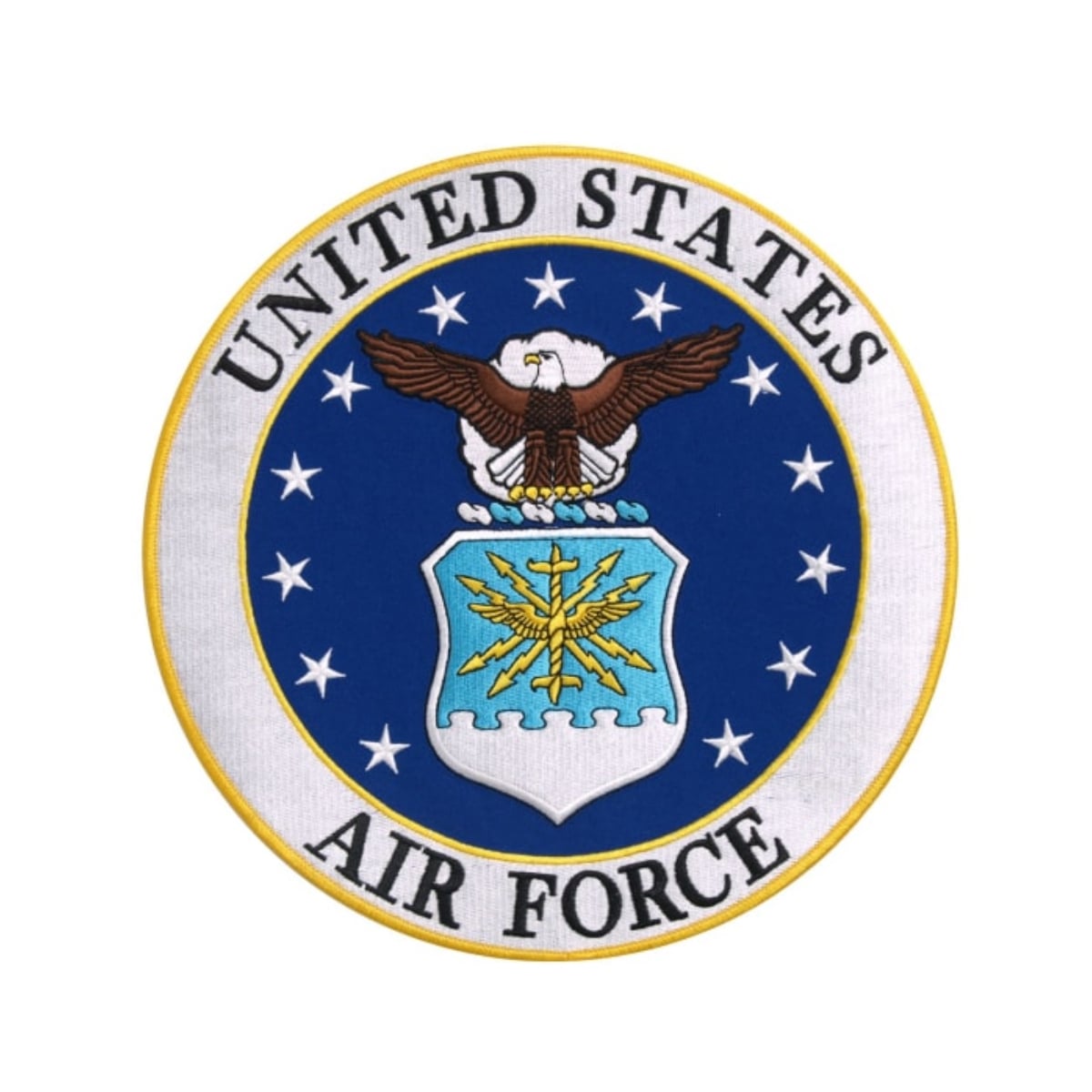 日本未発売 セール価格 ホットレザー 選べる2サイズ US Air Force Logo Military Patch エアフォース ロゴ ミリタリー ワッペン 空軍 パッチ 米国バイカーブランド ホットレザーから直輸入 ウェアのカスタムに 布製 アイロン対応 サイズ大小