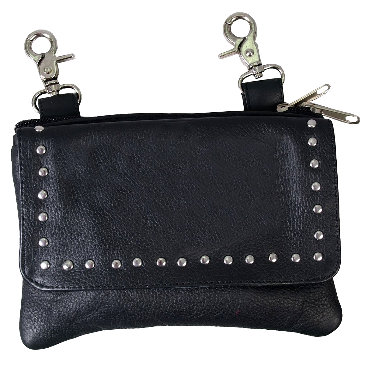 【送料無料!】日本未発売! 米国直輸入! HOTLEATHERS [Magnetic Clip Pouch with Studs] ホットレザー 本革 マグネティック クリップポーチ ウィズスタッズ ヒップバッグ ウエストバッグ ウェストポーチ ポシェット ブラック 黒 ベルトループ等に引っ掛けるだけ! バイカー