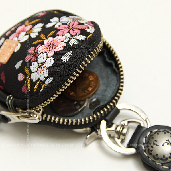 正規品 [DEGNER KAZAN COIN CASE /WV-8K-京桜-BK] デグナー 本革 花山コインケース！ ブラック/京桜！ 3