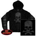 日本未発売 セール価格 米国直輸入 ホットレザー Skull and Crossbones Men 039 s Zipper Hoodie Sweatshirt スカルアンドクロスボーンズ メンズ フード付き ジップアップ スウェットパーカー トレーナー ジッパー 長袖 骸骨 ブラック 黒 プリント バイクに