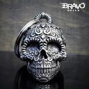 米国製 Bravo Bells シュガースカル 3D ベル [Sugar Skull] ブラボーベル Made In USA 魔除け お守りとしてバイカーへの特別なギフトに! バイク オートバイ 鈴 アクセサリー キーホルダー キーチェーン ガーディアンベル Guardian Bell