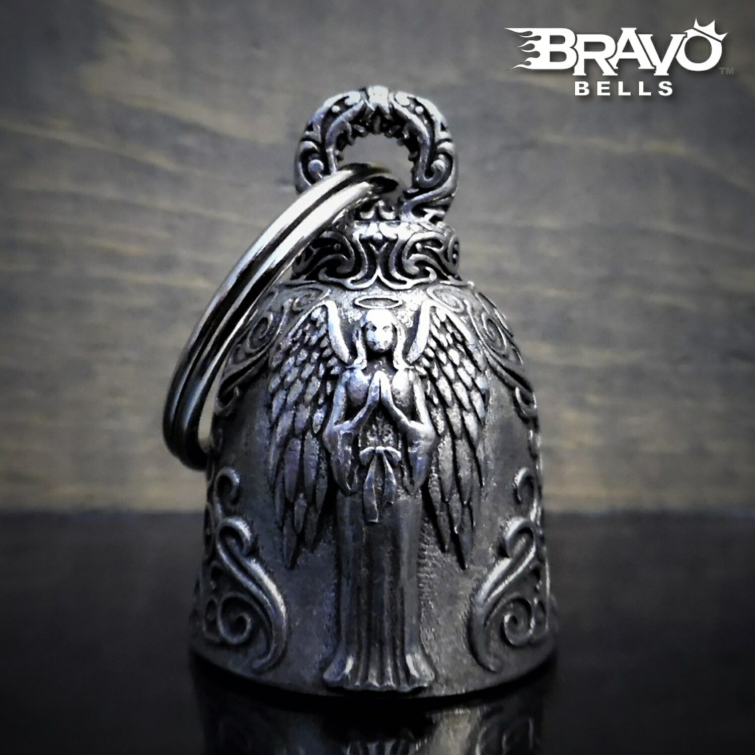 米国製 Bravo Bells エンジェル 天使 ベル Angel ブラボーベル Made In USA 魔除け お守りとしてバイカーへの特別なギフトに バイク オートバイ 鈴 アクセサリー キーホルダー キーチェーン ガーディアンベル Guardian Bell