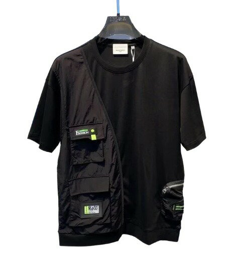 樂天商城 - メンズ半袖ミリタリーTシャツ ブラック コットン ポケット Oネック ミリタリースタイル 春 夏 スポーティー カジュアル DIY作業やアウトドアやバイクなどに最適！ 日本未発売！*