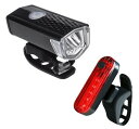全2色! バイクLEDライト フロントライト&テールライトセット 充電式 撥水 軽量 コンパクト Hi/Low切り替え 工具なしで簡単取り付け! 夜間や悪天候時...