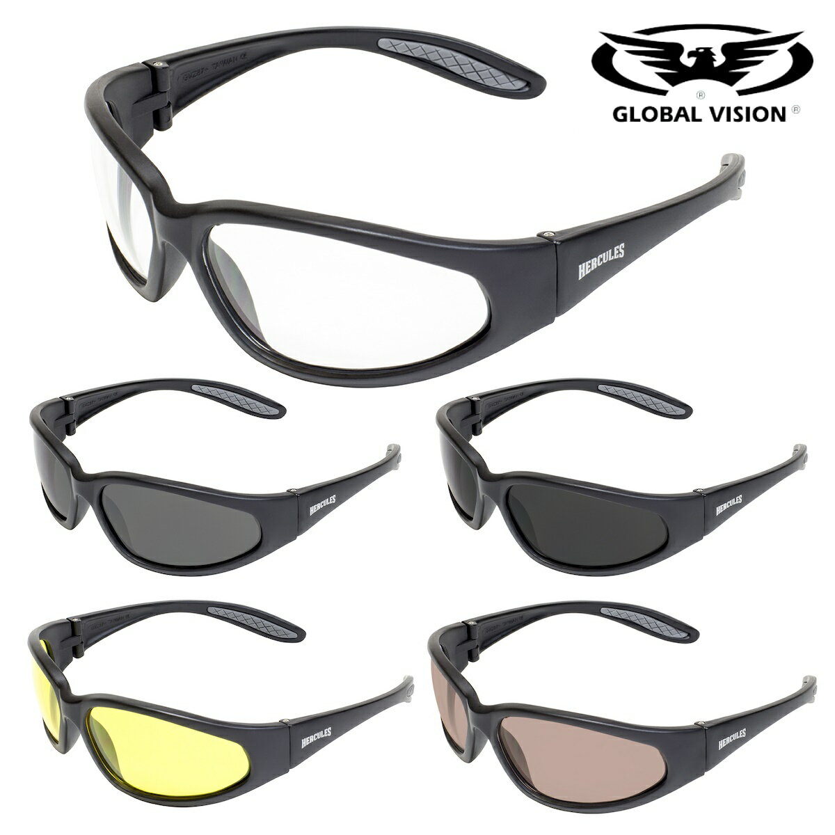 GLOBAL VISION 󥰥饹 Hercules 1 Sunglasses ⶯١ѵؤ! 5 Хӥ إ饯쥹1 󥰥饹!  ĥʤ ޥåȥ֥åե졼 UV400 ꥢ/⡼  ɻ߲ù ѻ ޤʤ ANSI Z87.1 Х!ž