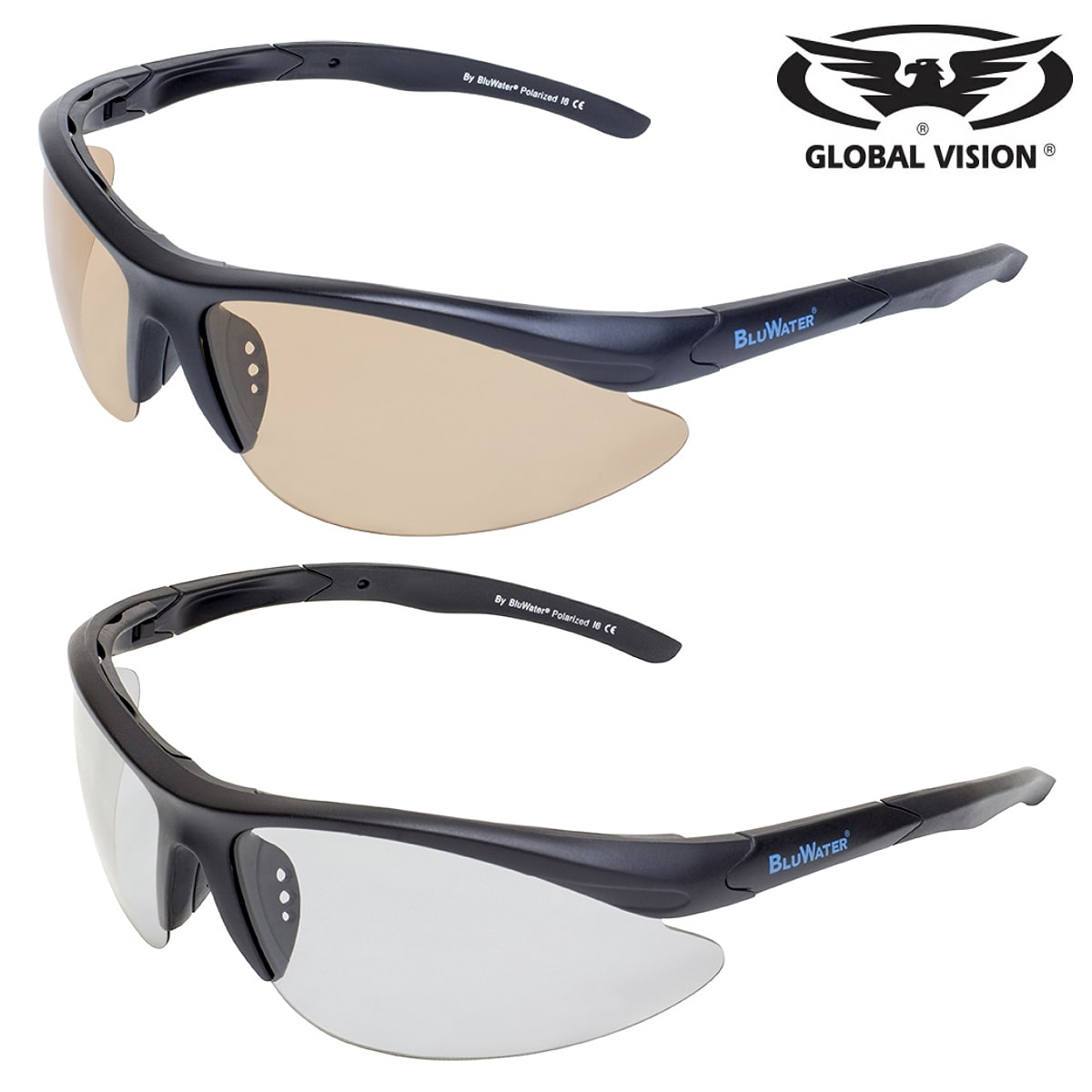 GLOBAL VISION 調光 偏光 UV400 レンズ サングラス BluWater Islanders D2D Sunglasses 米国直輸入! 全2色! 調光レンズで24時間着用可能! ポラライズド 反射光軽減で見やすい! グローバルビジョン アイランダーズD2D 耐擦傷 ANSI Z80.3 規格適合 釣り サバゲー バイクに!