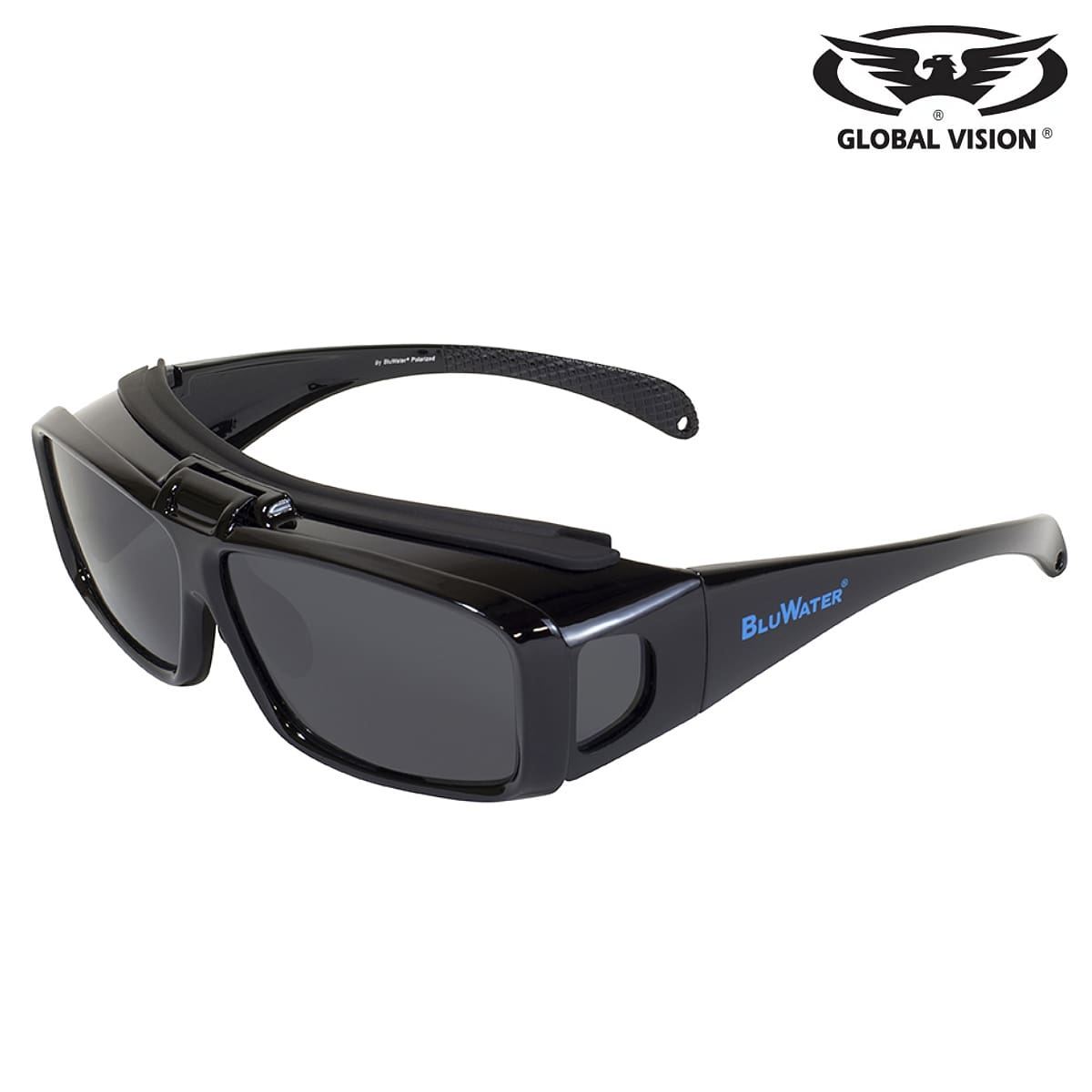 GLOBAL VISION 偏光レンズ オーバーサングラス オーバーグラス ゴーグル BluWater Polarized Flip-It GR Sunglass 米国直輸入 反射光のギラツキを軽減 いつもの眼鏡の上から掛けられる グローバルビジョン ブルーウォーター ポラライズ フリップGR UV400 バイクに 自転車