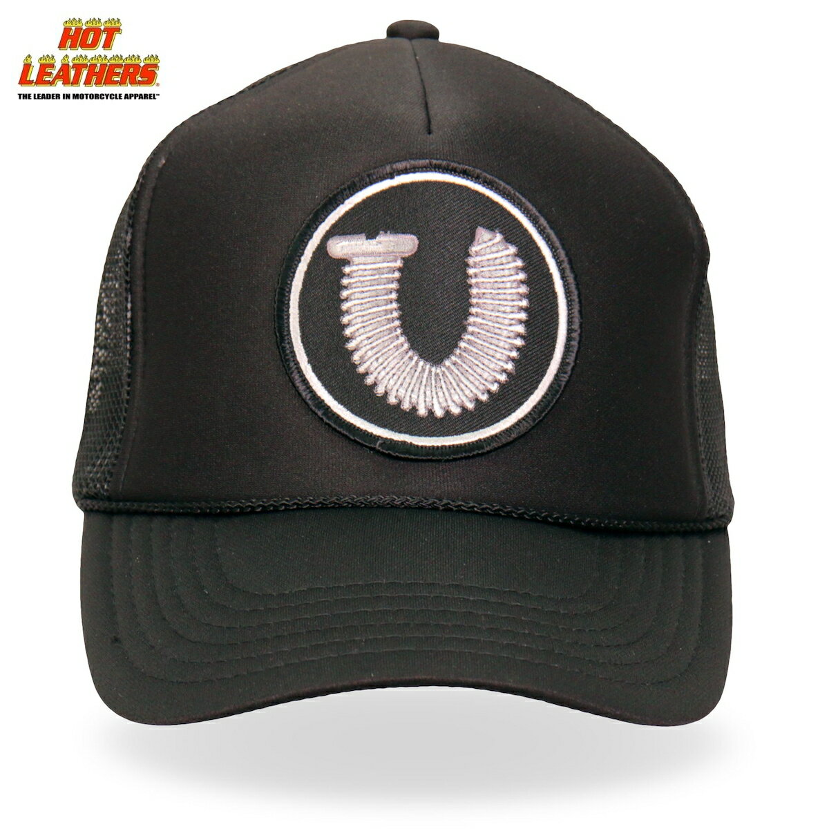 Hot Leathers キャップ ハット バイカー [Screw U Trucker Hat] ねじ スクリュー U ブラック 黒 メッシュ スナップバック調節 ベースボールキャップ トラッカーハット 野球帽 帽子 米国ホットレザー直輸入 オートバイ ツーリング バイクに!