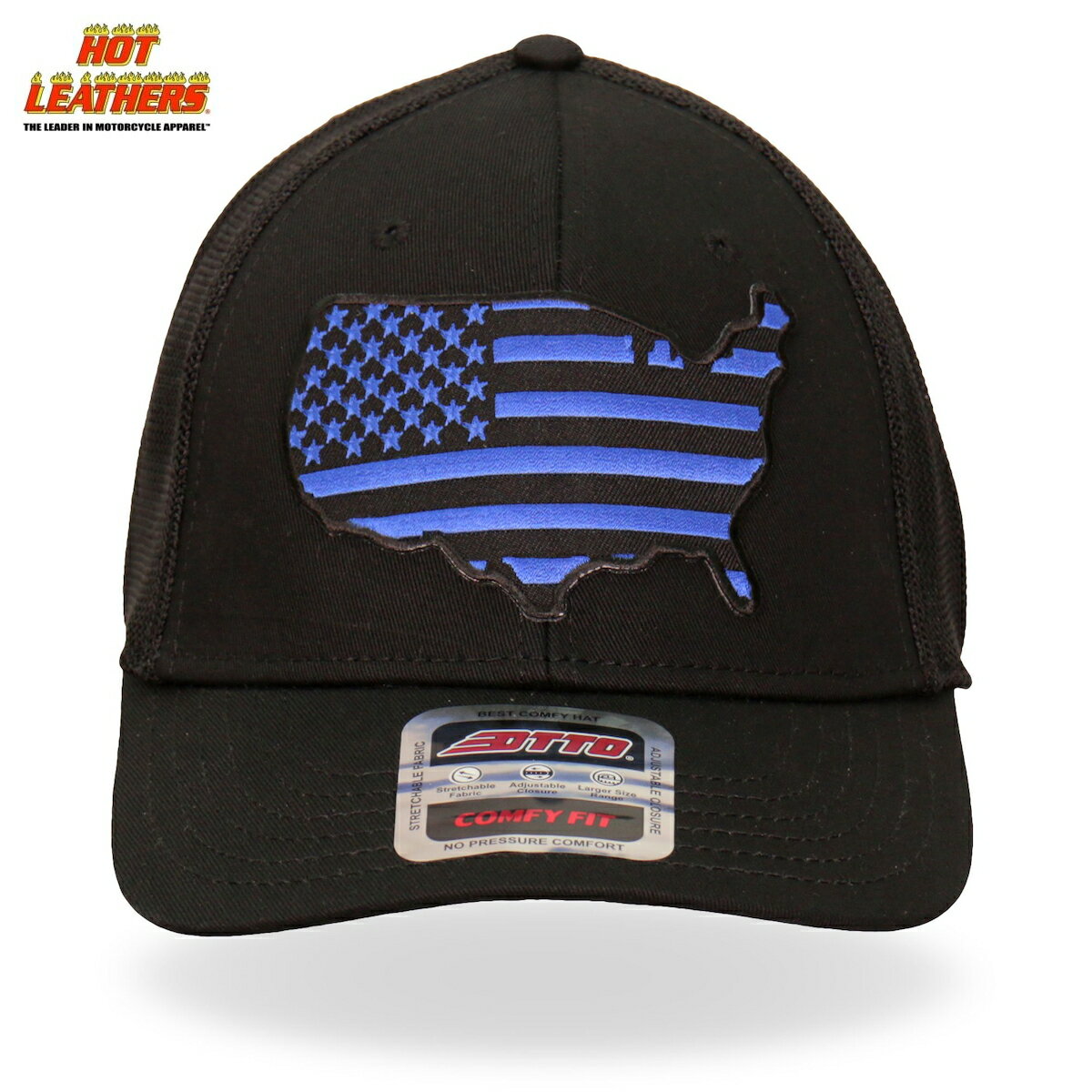 Hot Leathers キャップ ハット バイカー [Blue Country Flag Trucker Hat] 星条旗 アメリカ 地図 ブル..