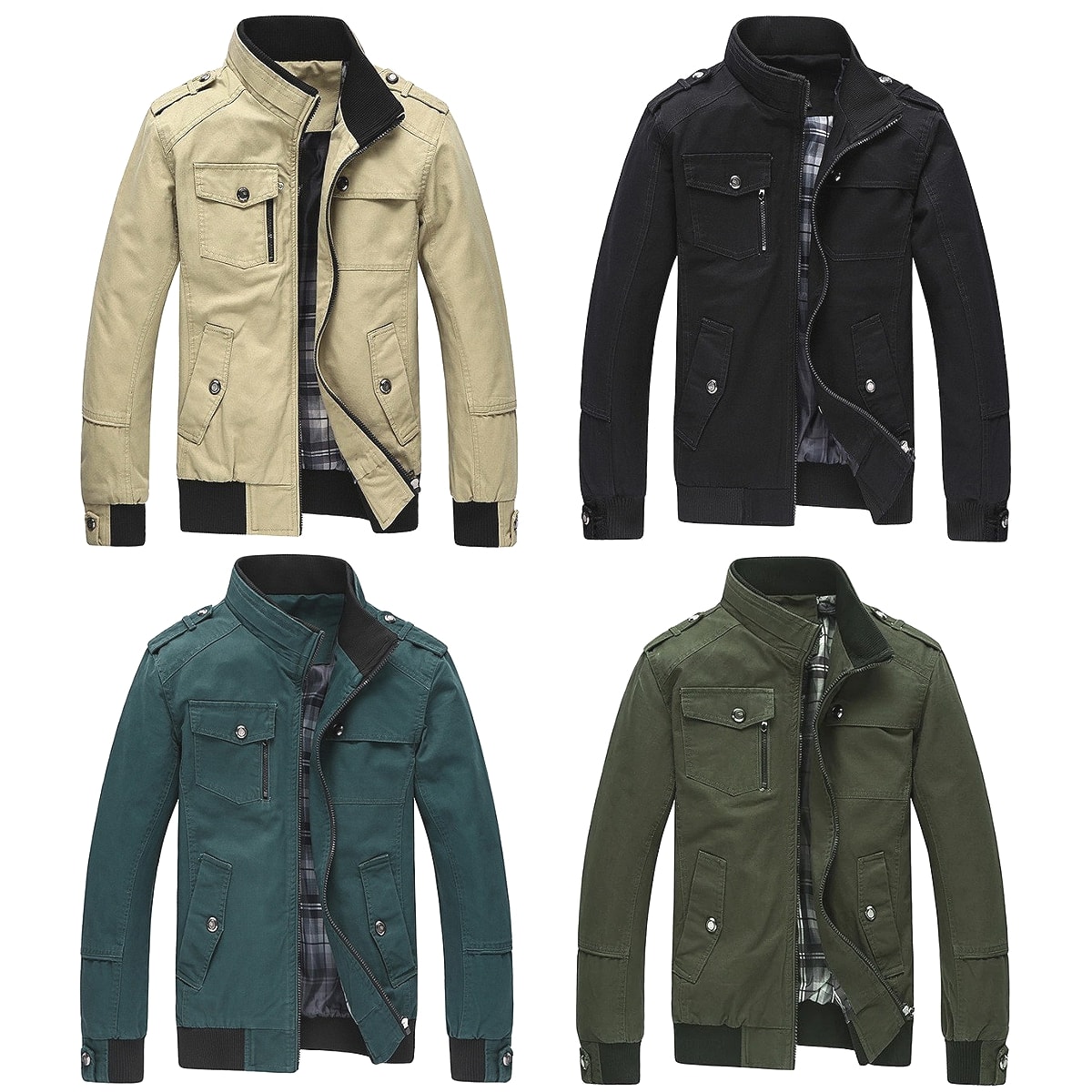 全4色 ビッグサイズも Men 039 s Stand Collar Military Jacket メンズ スタンドカラーミリタリージャケット フライトボンバージャケット マウンテンパーカー アメカジ アーミー コート リブ袖 ブルゾン ジャンパー 大きいサイズ バイクに