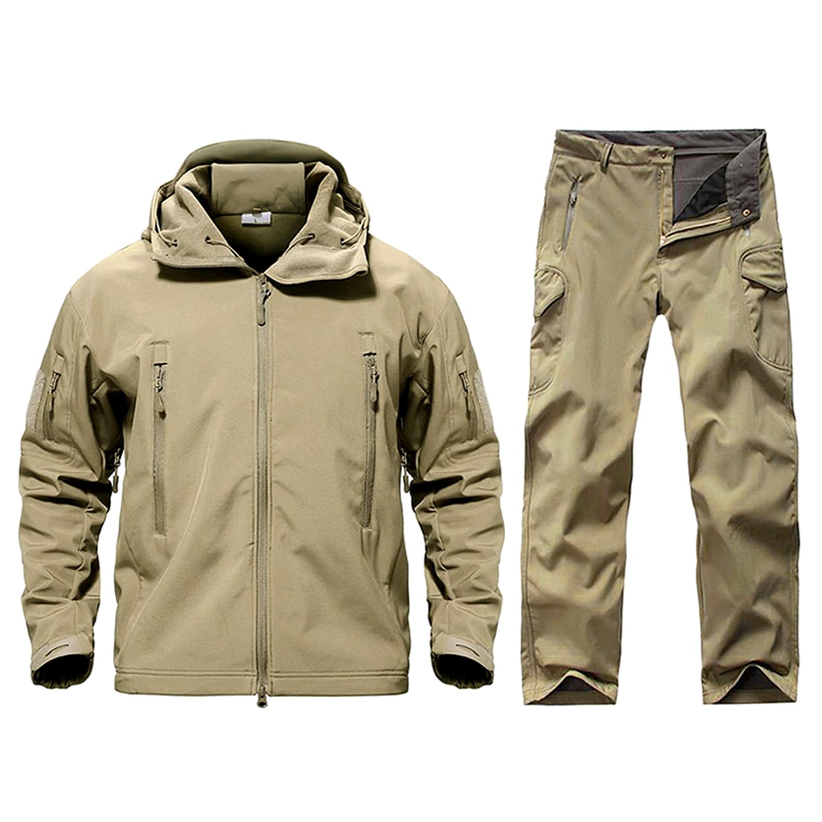 【送料無料!】全10色! 6サイズ! [Men's Waterproof Hooded Tactical Training Suit Set] メンズ ウォータープルーフタクティカルトレーニングスーツセット! ジャケット＆パンツ 上下セット セットアップ 長袖 ジャージ ランニング カモフラージュ 迷彩 サバゲー バイクに!