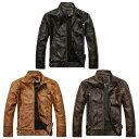 S3F! 7TCY! [Men's Vintage Rivet Genuine Leather Motorcycle Jacket] Y re[Wxbg WFjCU[ [^[TCNWPbg! {v v vW X^bY VOC_[X XG[h R[g AE^[ oCN!*